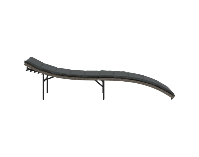 Sonata Șezlong cu pernă, gri, 55x199x50 cm, poliratan