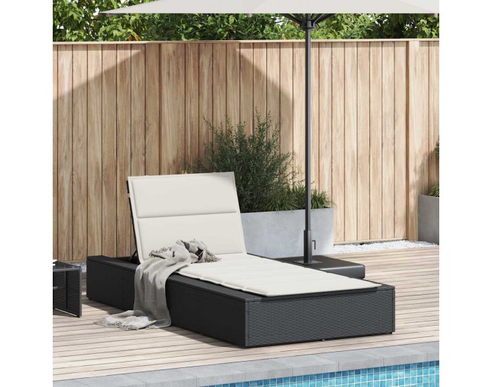 Sonata H Шезлонг с плаваща възглавница Black Poly Rattan