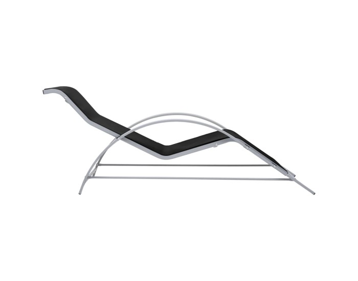 Sonata Șezlonguri de plajă cu masă, 2 buc., negru, aluminiu