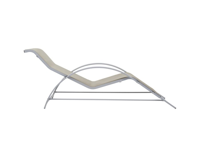 Sonata Șezlonguri de plajă, 2 buc., cu masă, crem, aluminiu