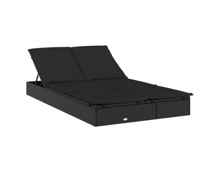 Sonata H 2-местен шезлонг черен сгъваем покрив 213x118x97 см полиратан