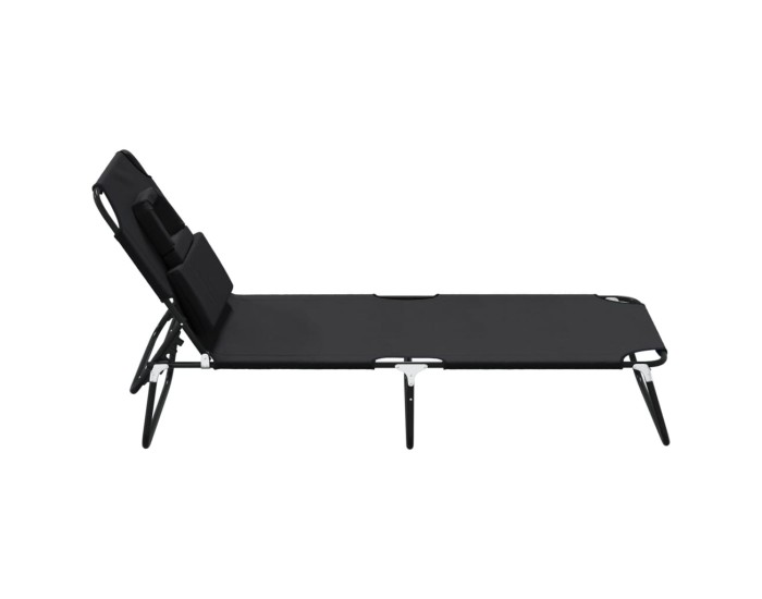 Sonata Șezlong pliabil negru țesătură Oxford&oțel vopsit electrostatic