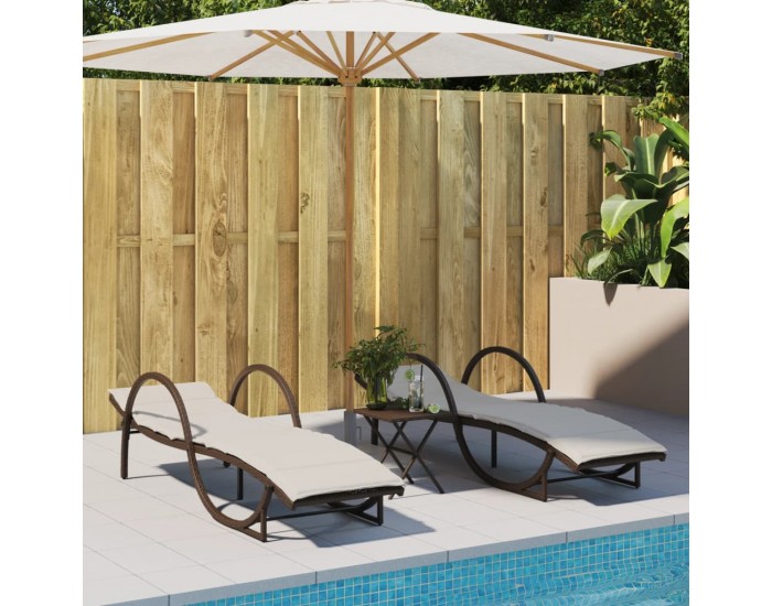 Sonata H Шезлонги, 2 бр, с шалтета, кафяви, полиратан