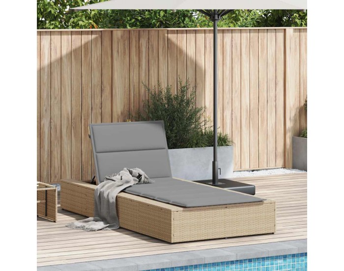 Sonata H Шезлонг с плаваща възглавница Beige Poly Rattan