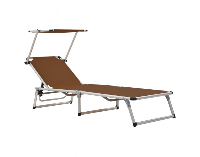 312461 Sonata H Folding Sun Loungers with Roof 2 pcs Aluminium&Textilene Brown
