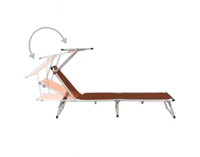 312461 Sonata H Folding Sun Loungers with Roof 2 pcs Aluminium&Textilene Brown