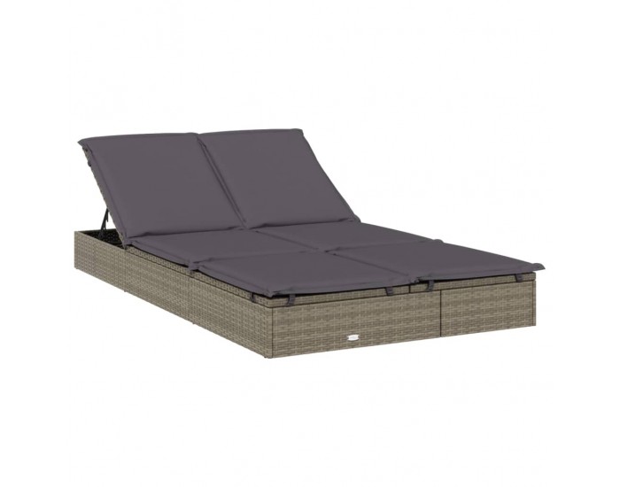 Sonata H 2-местен шезлонг със сгъваем покрив сив 213x118x97 см полиратан