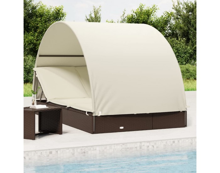 Sonata H 2-местен шезлонг с объл покрив кафяв 211x112x140 см полиратан