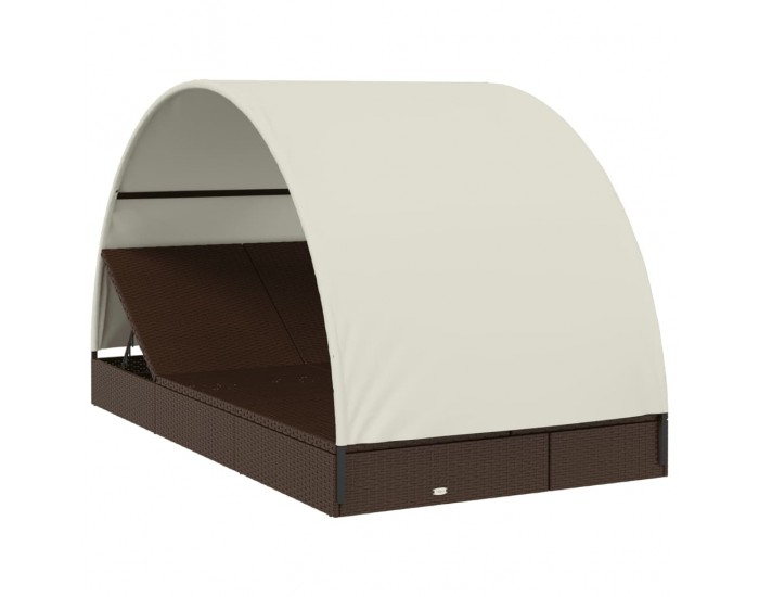 Sonata H 2-местен шезлонг с объл покрив кафяв 211x112x140 см полиратан