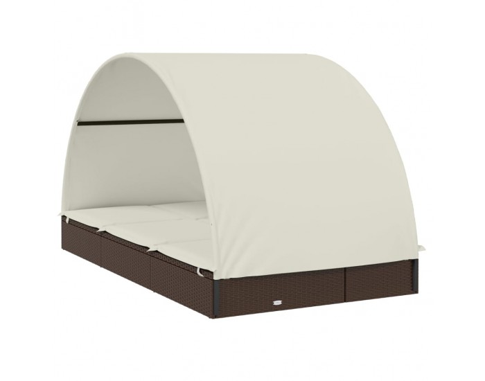 Sonata H 2-местен шезлонг с объл покрив кафяв 211x112x140 см полиратан