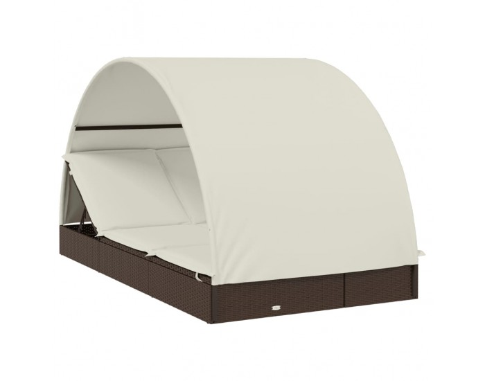 Sonata H 2-местен шезлонг с объл покрив кафяв 211x112x140 см полиратан