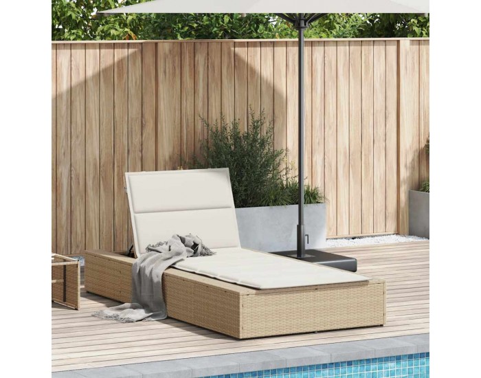 Sonata H Шезлонг с плаваща възглавница Beige Poly Rattan