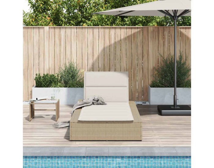 Sonata H Шезлонг с плаваща възглавница Beige Poly Rattan