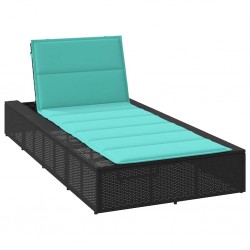 Sonata H Шезлонг с плаваща възглавница Black Poly Rattan - Șezlonguri