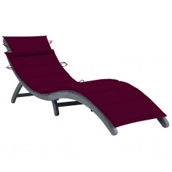 Sonata H Шезлонг с възглавница, сив, масивно акациево дърво - Șezlonguri