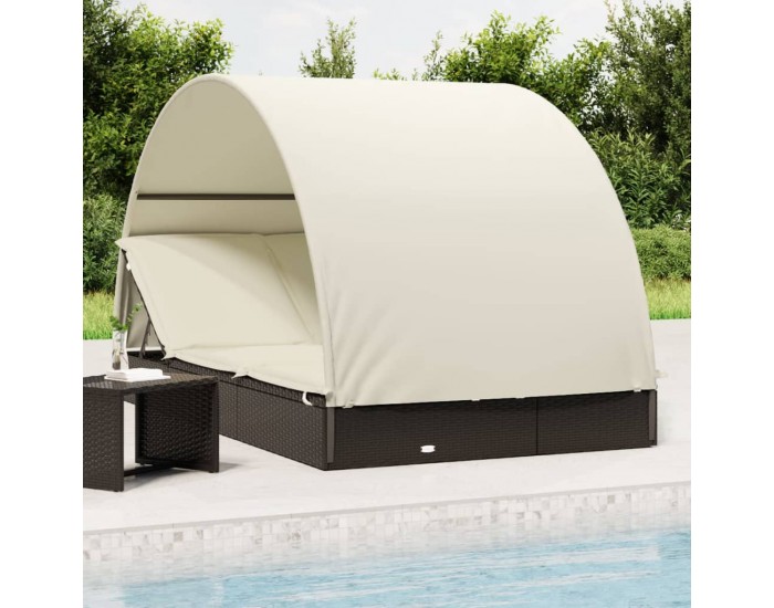Sonata H 2-местен шезлонг с объл покрив черен 211x112x140 см полиратан