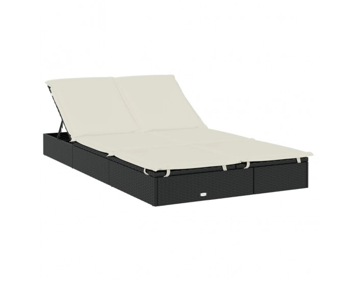 Sonata H 2-местен шезлонг с объл покрив черен 211x112x140 см полиратан