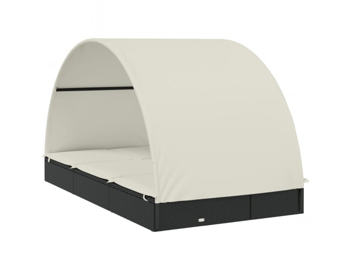 Sonata H 2-местен шезлонг с объл покрив черен 211x112x140 см полиратан