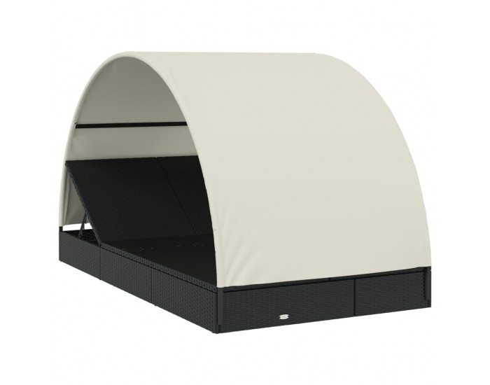 Sonata H 2-местен шезлонг с объл покрив черен 211x112x140 см полиратан