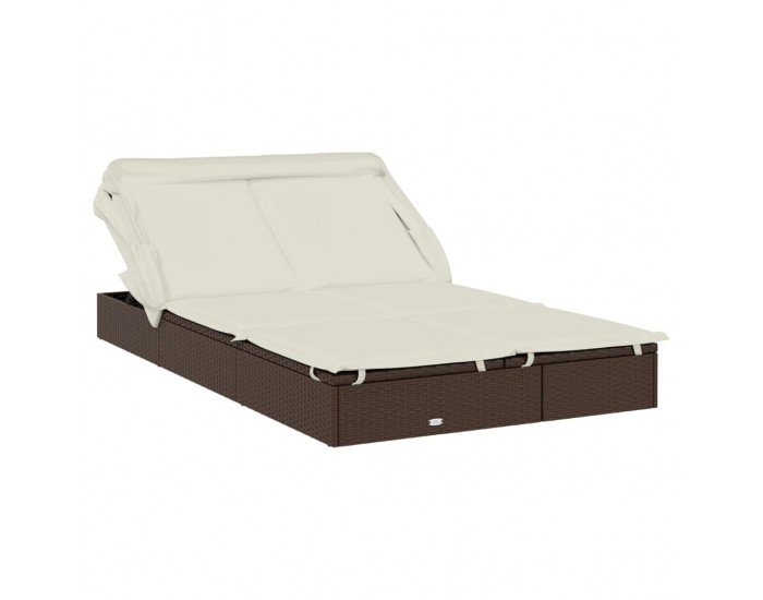 Sonata H 2-местен шезлонг и сгъваем покрив кафяв 213x118x97 см полиратан