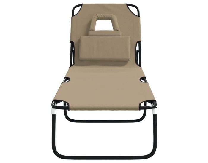 Sonata Șezlong pliant taupe textil Oxford&oțel vopsit electrostatic