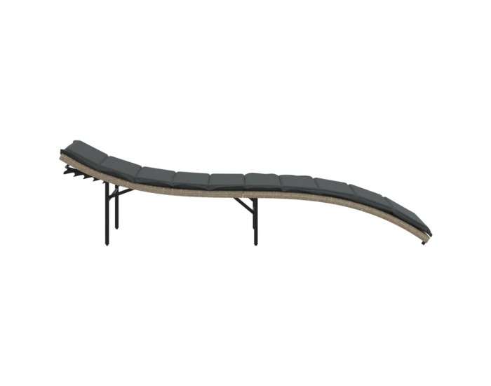 Sonata Șezlong cu pernă, gri deschis, 55x199x50 cm, poliratan