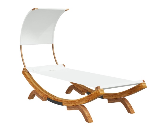 Sonata Pat de exterior cu baldachin, crem, 100x200x126 cm, lemn masiv