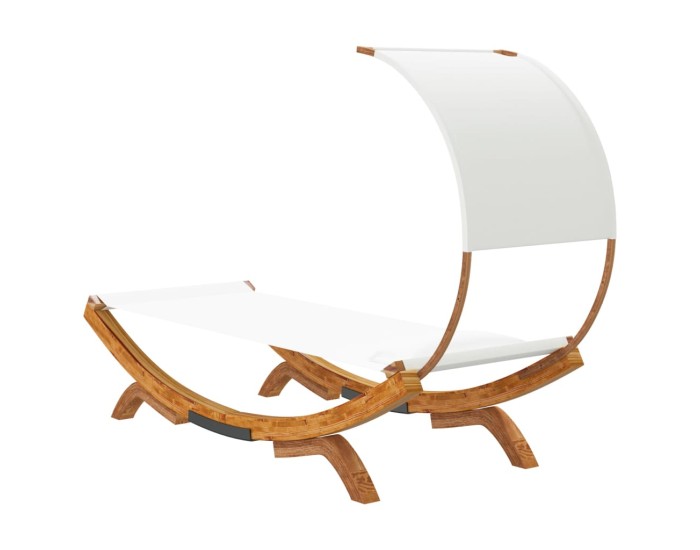 Sonata Pat de exterior cu baldachin, crem, 100x200x126 cm, lemn masiv