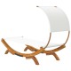 Sonata Pat de exterior cu baldachin, crem, 100x200x126 cm, lemn masiv