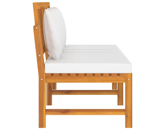 Sonata Pat de zi cu perne crem, 200x60x75 cm, lemn masiv de acacia