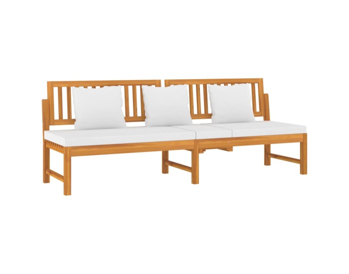 Sonata Pat de zi cu perne crem, 200x60x75 cm, lemn masiv de acacia