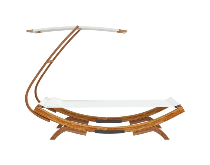 Sonata Pat de exterior cu baldachin, crem, 100x190x134 cm, lemn masiv