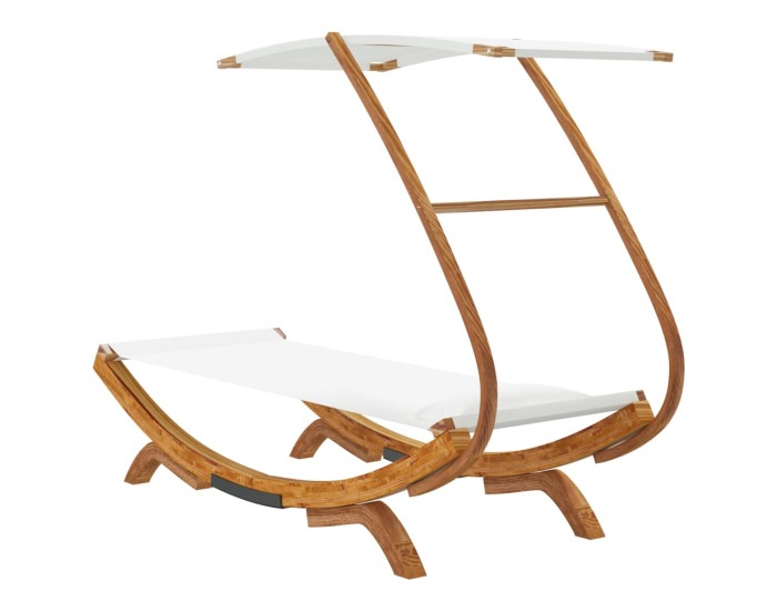 Sonata Pat de exterior cu baldachin, crem, 100x190x134 cm, lemn masiv