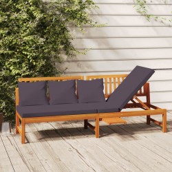 Sonata H Дневно легло със сиви възглавници 200x60x75 см масивна акация - Paturi