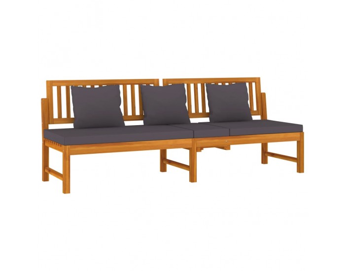 Sonata H Дневно легло със сиви възглавници 200x60x75 см масивна акация