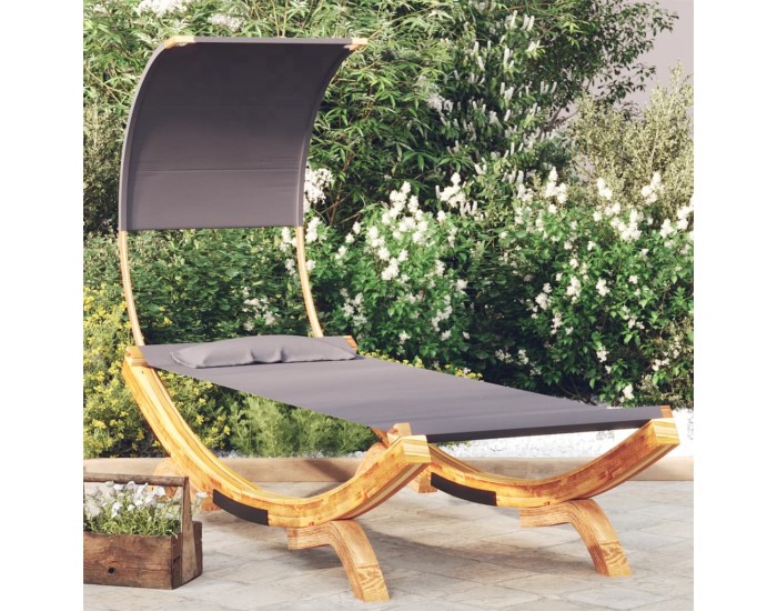 Sonata Pat de exterior cu baldachin antracit 100x200x126 cm lemn masiv