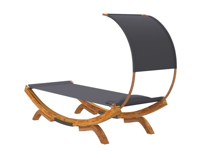 Sonata Pat de exterior cu baldachin antracit 100x200x126 cm lemn masiv