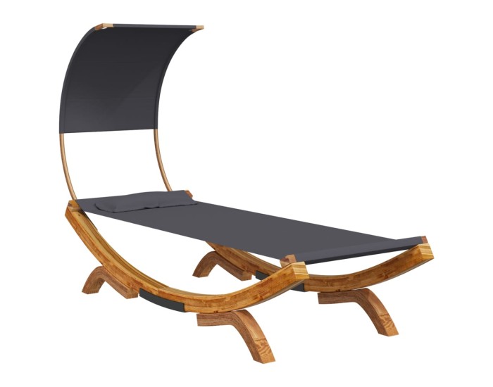 Sonata Pat de exterior cu baldachin antracit 100x200x126 cm lemn masiv