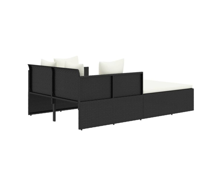 Sonata Șezlong cu perne, negru, 182x118x63 cm, poliratan