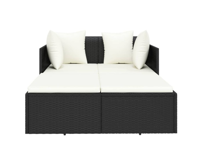 Sonata Șezlong cu perne, negru, 182x118x63 cm, poliratan