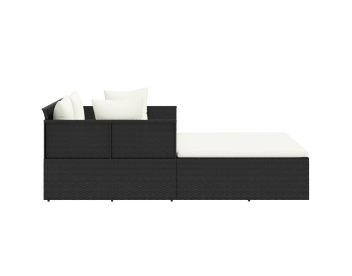 Sonata Șezlong cu perne, negru, 182x118x63 cm, poliratan