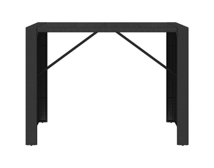 Sonata Masă de bar cu blat din sticlă, negru, 145x80x110 cm, poliratan
