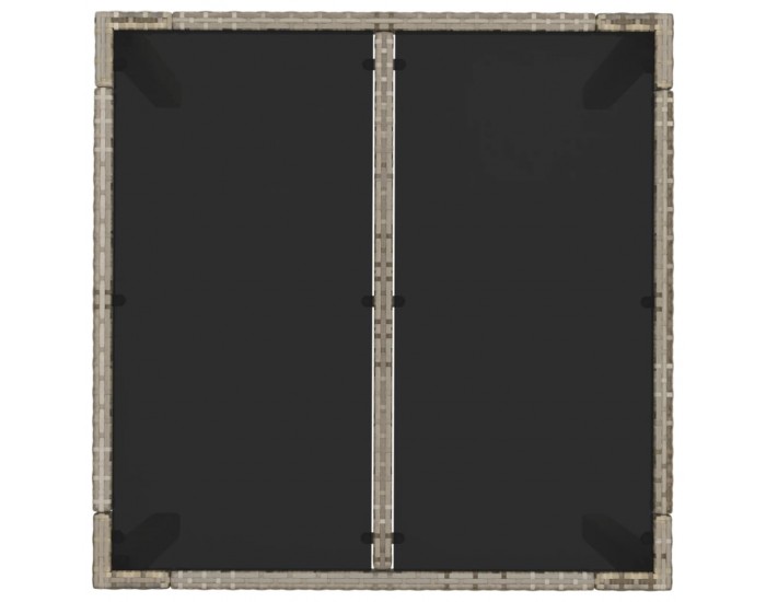 Sonata H Градинска маса със стъклен плот сива 90x90x75 см полиратан