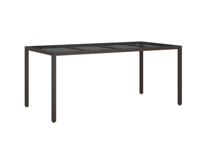 Sonata H Градинска маса кафява 190x90x75 см закалено стъкло и полиратан