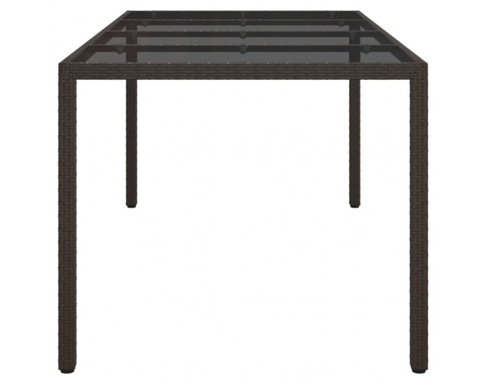 Sonata H Градинска маса кафява 190x90x75 см закалено стъкло и полиратан