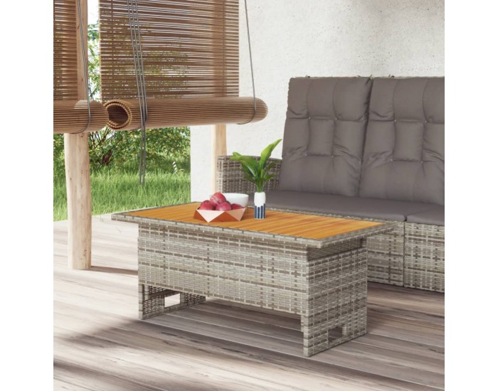 Sonata H Градинска маса сива 100x50x43/63 см акация масив и полиратан