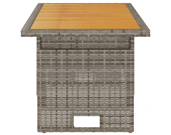 Sonata H Градинска маса сива 100x50x43/63 см акация масив и полиратан