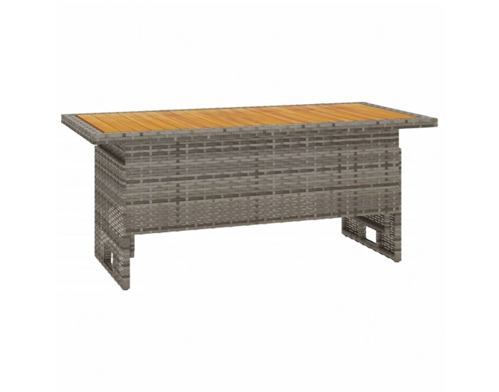 Sonata H Градинска маса сива 100x50x43/63 см акация масив и полиратан