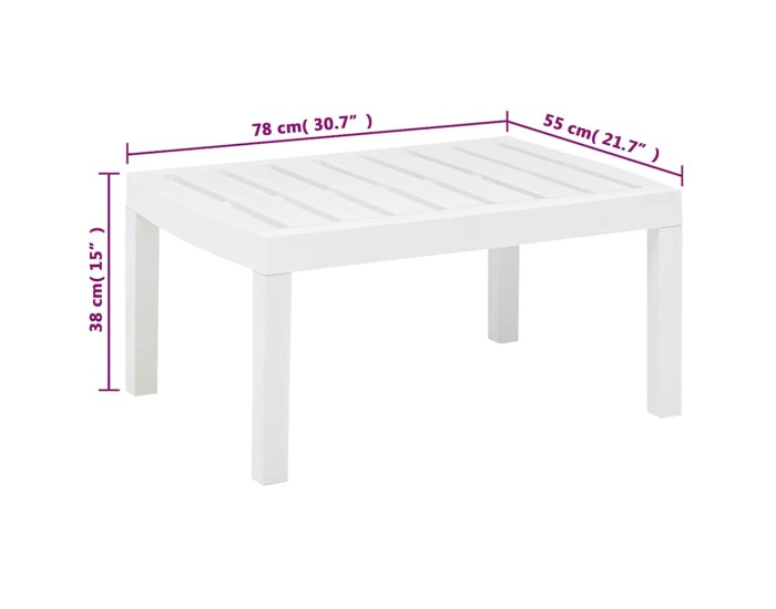 Sonata Masă de grădină, alb, 78 x 55 x 38 cm, plastic