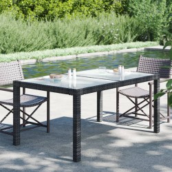 Sonata H Градинска маса 150x90x75 см закалено стъкло и полиратан черна - Mese de grădină